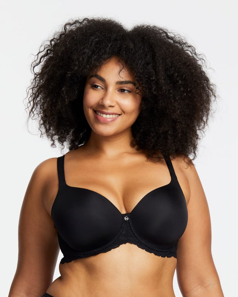 Front of a model wearing a size 32C Pure Full Coverage Cup Bra in Black by Montelle. | dia_product_style_image_id:184872